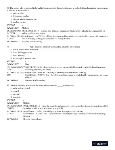 Safety, Nutrition and Health in Early Education 6th Edition Test Bank - Page 16 preview image