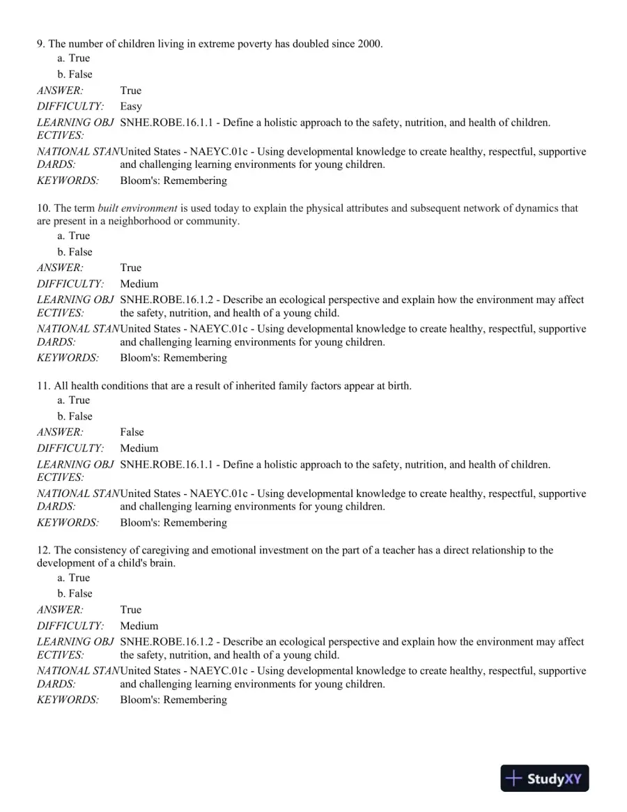 Safety, Nutrition and Health in Early Education 6th Edition Test Bank, page 4