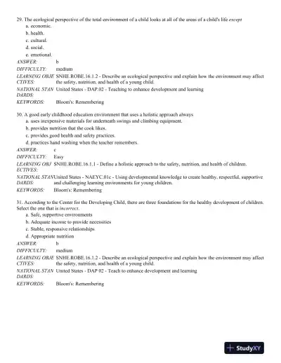 Safety, Nutrition and Health in Early Education 6th Edition Test Bank - Page 9 preview image