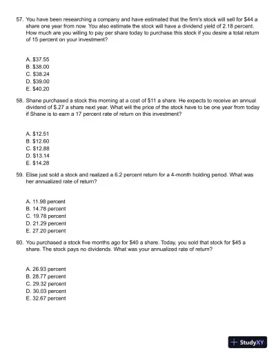 Fundamentals of Investments 5th Edition Test Bank - Page 15 preview image