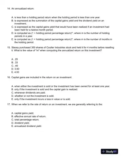 Fundamentals of Investments 5th Edition Test Bank - Page 5 preview image