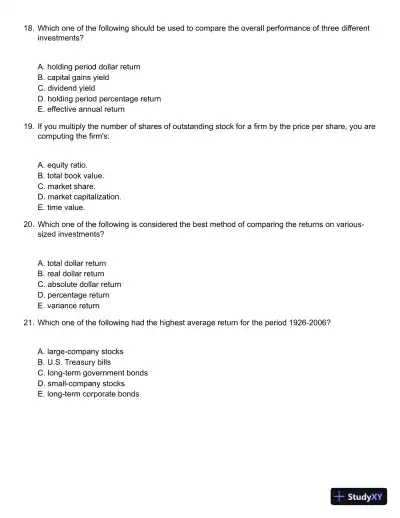 Fundamentals of Investments 5th Edition Test Bank - Page 6 preview image