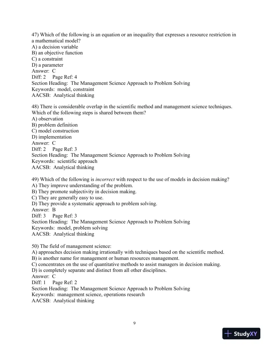 Test Bank for Introduction to Management Science, 13th Edition, page 10