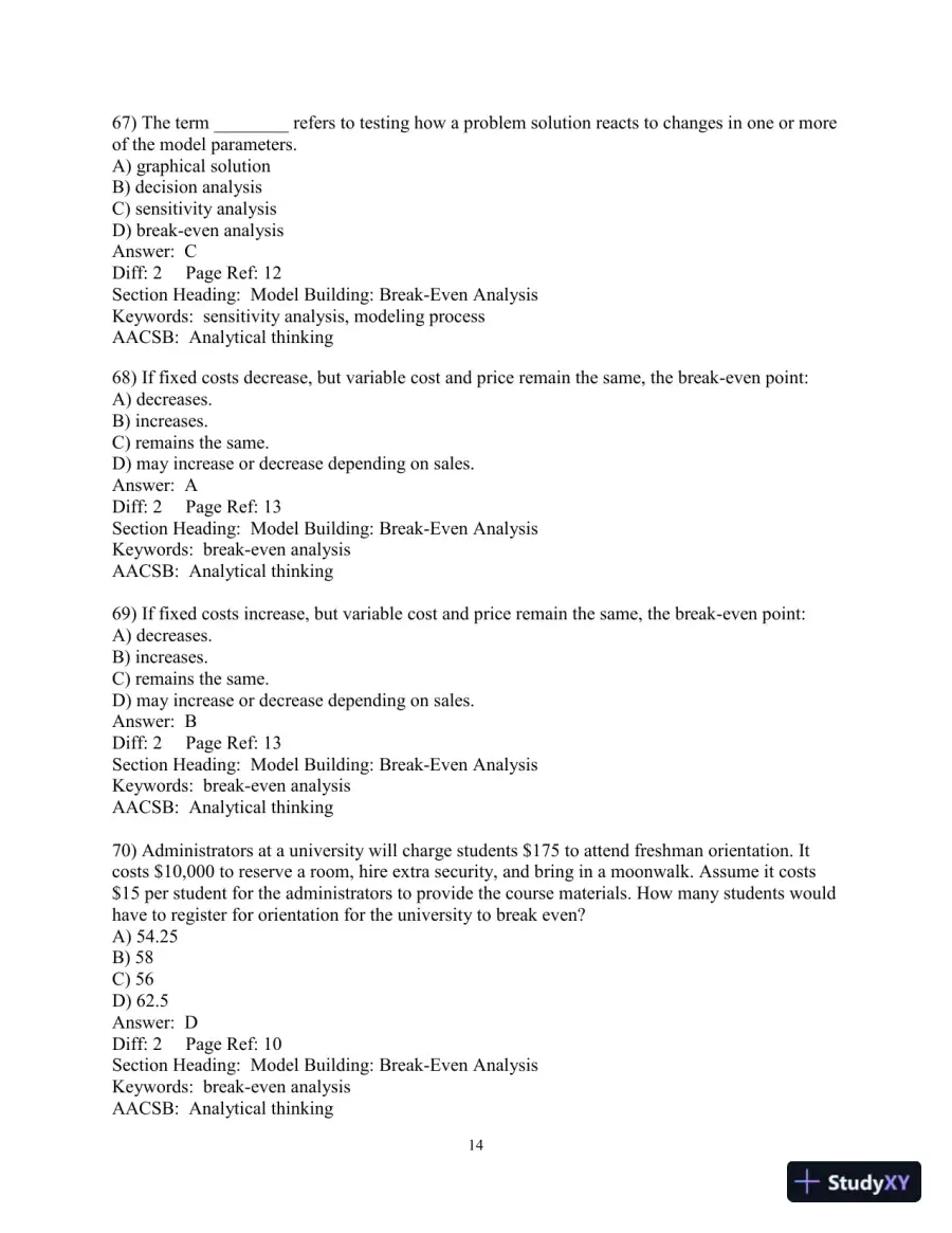 Test Bank for Introduction to Management Science, 13th Edition, page 15