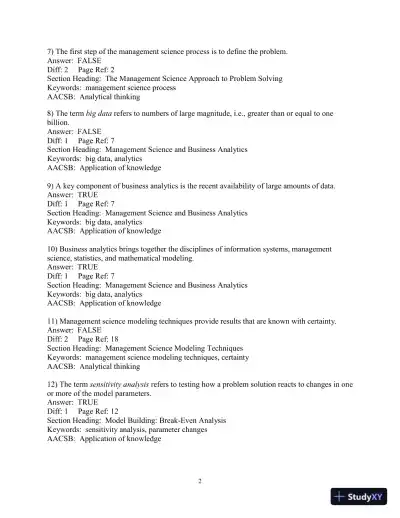 Test Bank for Introduction to Management Science, 13th Edition - Page 3 preview image