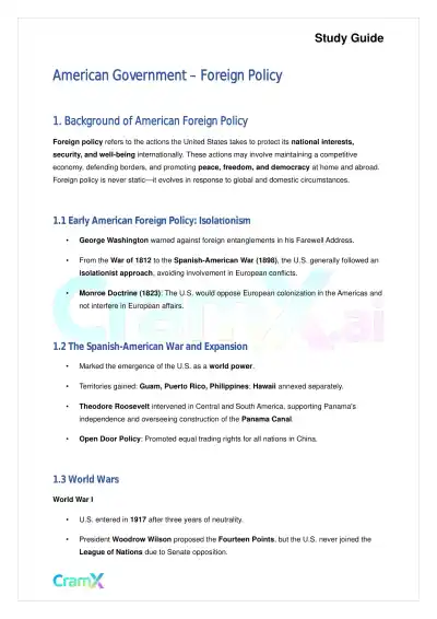 American Government - Foreign Policy - Page 1 preview image
