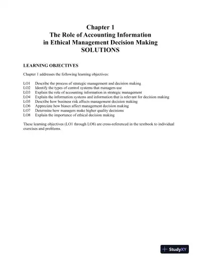 Cost Management: Measuring, Monitoring, And Motivating Performance, 2nd Edition Solution Manual - Page 1 preview image