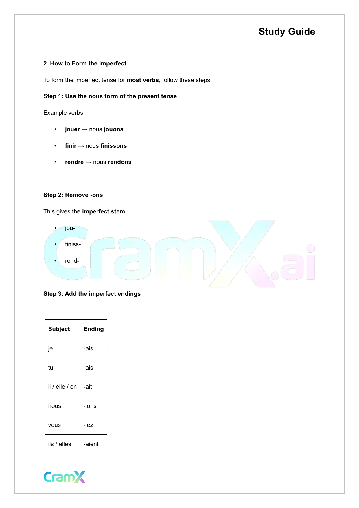 French I - The Imperfect - Page 2 preview image