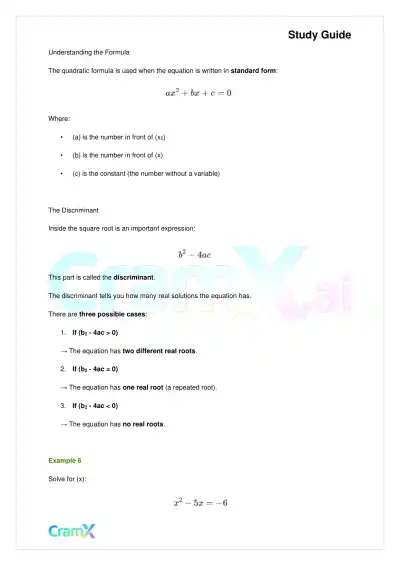 Algebra I – Quadratic Equations - Page 10 preview image