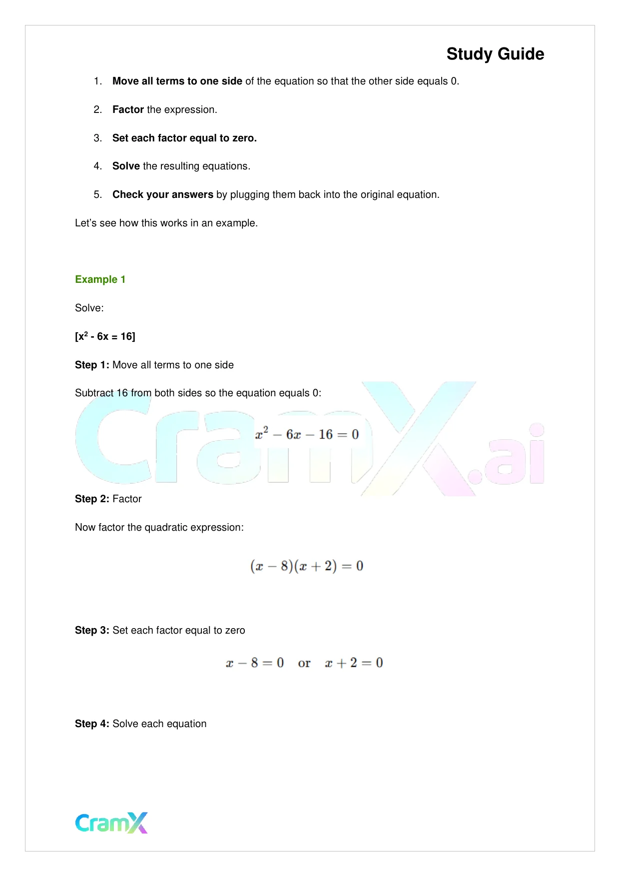Algebra I – Quadratic Equations - Page 2 preview image