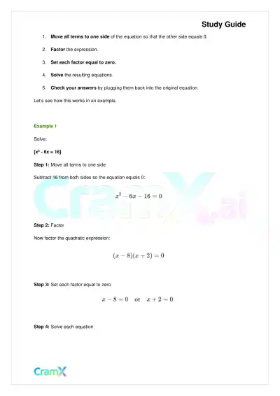 Algebra I – Quadratic Equations - Page 2 preview image