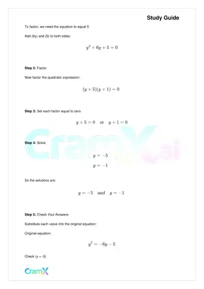 Algebra I – Quadratic Equations - Page 4 preview image