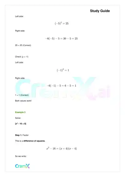 Algebra I – Quadratic Equations - Page 5 preview image