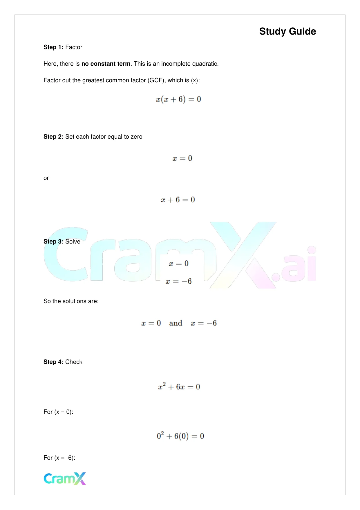 Algebra I – Quadratic Equations - Page 7 preview image