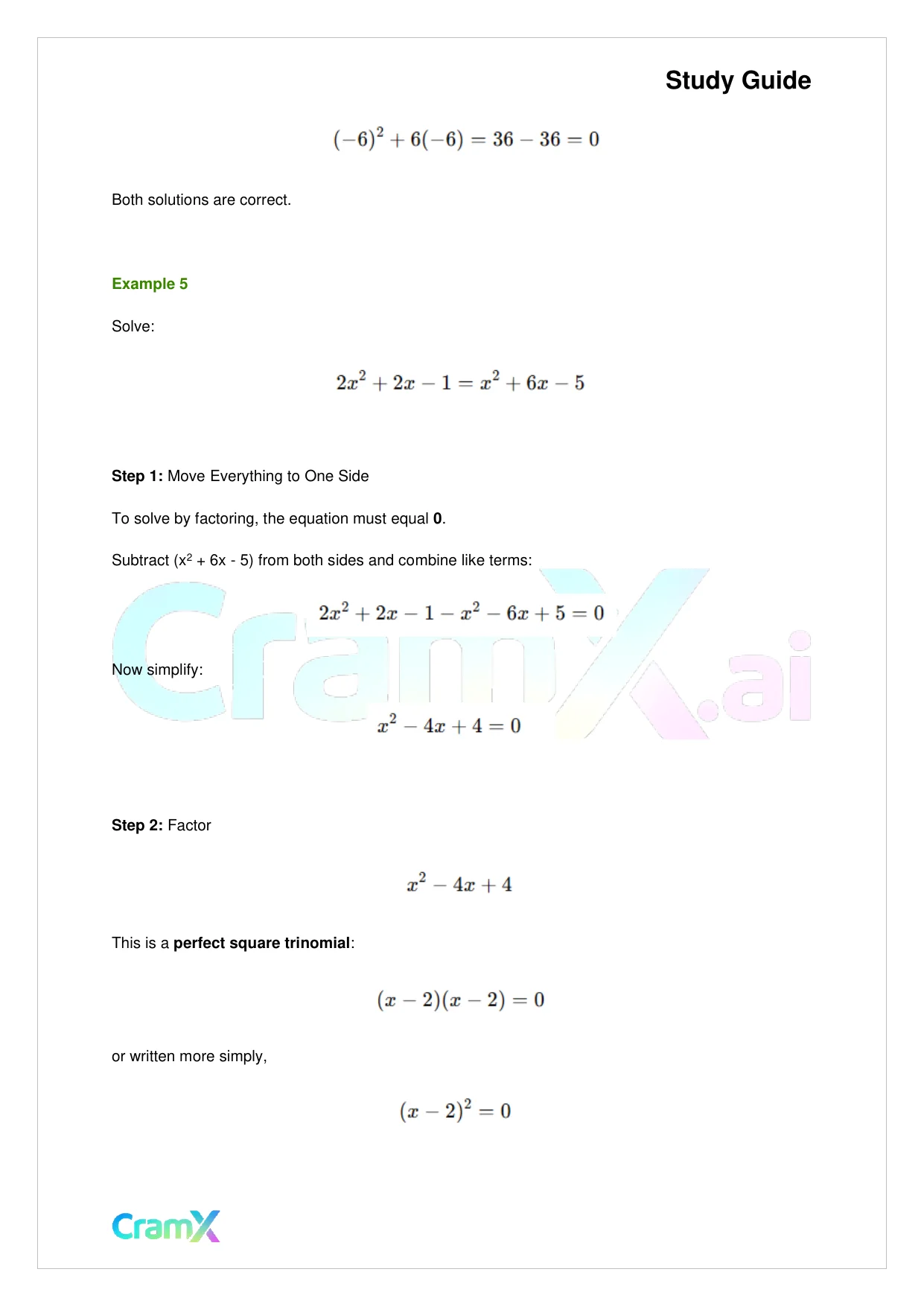 Algebra I – Quadratic Equations - Page 8 preview image
