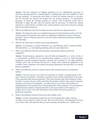 Solution Manual For Fundamentals of Modern Manufacturing: Materials, Processes, and Systems, 7th Edition - Page 4 preview image