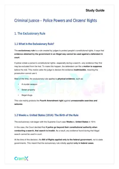 Criminal Justice - Police Powers and Citizens' Rig - Page 1 preview image