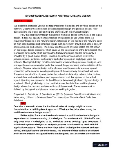 NTC/409 Global Network Architecture and Design - Page 1 preview image