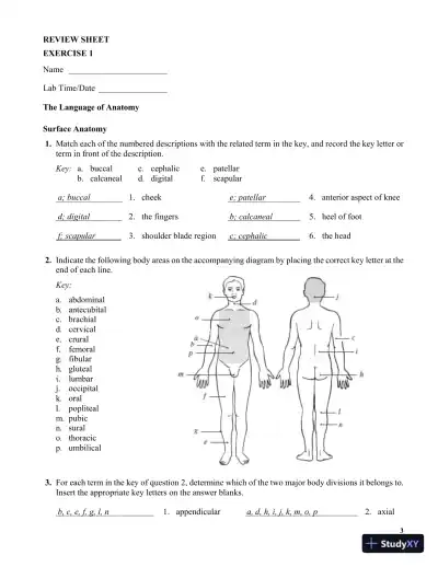 Solution Manual for Human Anatomy Laboratory Manual with Cat Dissections, 8th Edition - Page 11 preview image