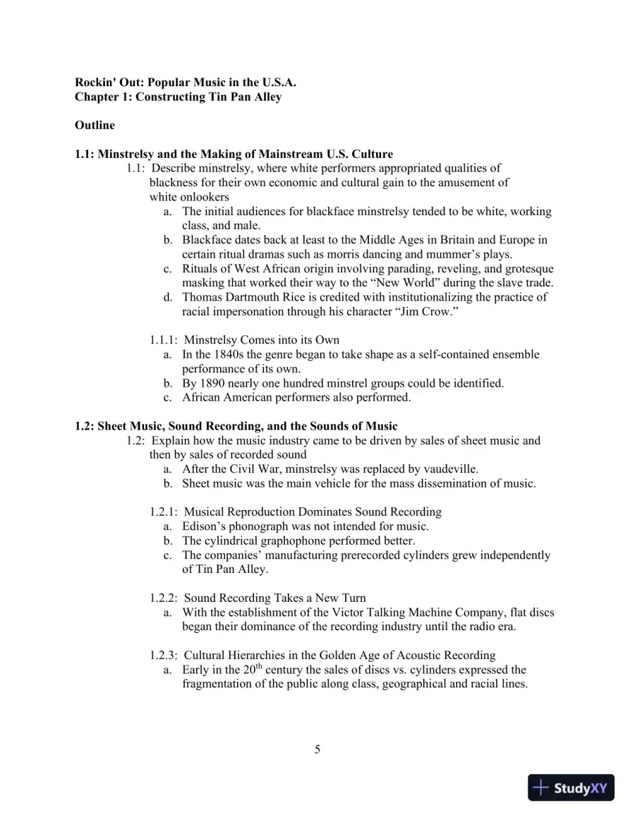 Popular Music in the U.S.A, Updated Edition, 6th Edition Class Notes, page 10