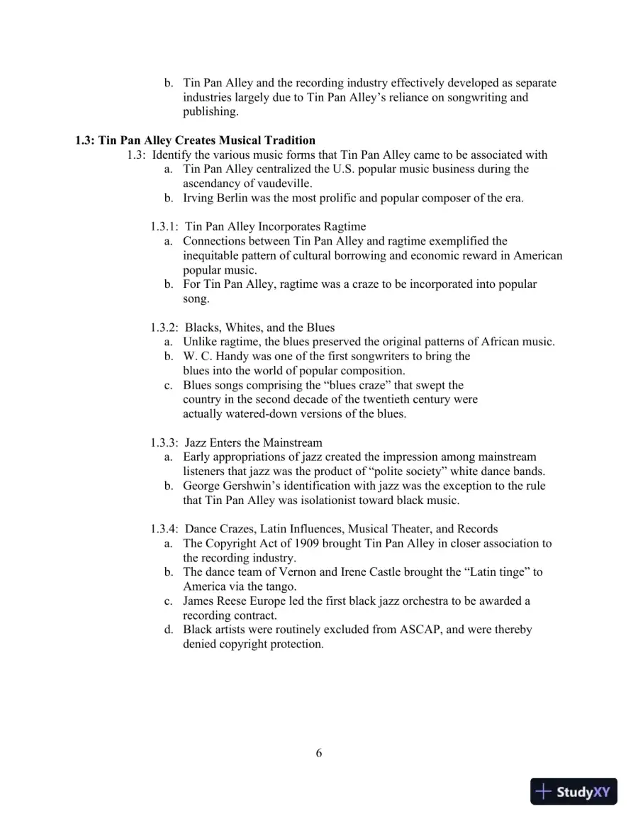 Popular Music in the U.S.A, Updated Edition, 6th Edition Class Notes, page 11