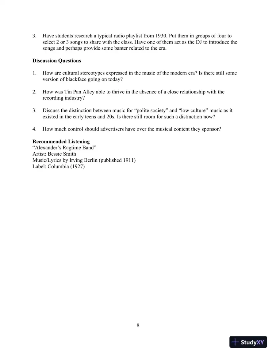 Popular Music in the U.S.A, Updated Edition, 6th Edition Class Notes, page 13