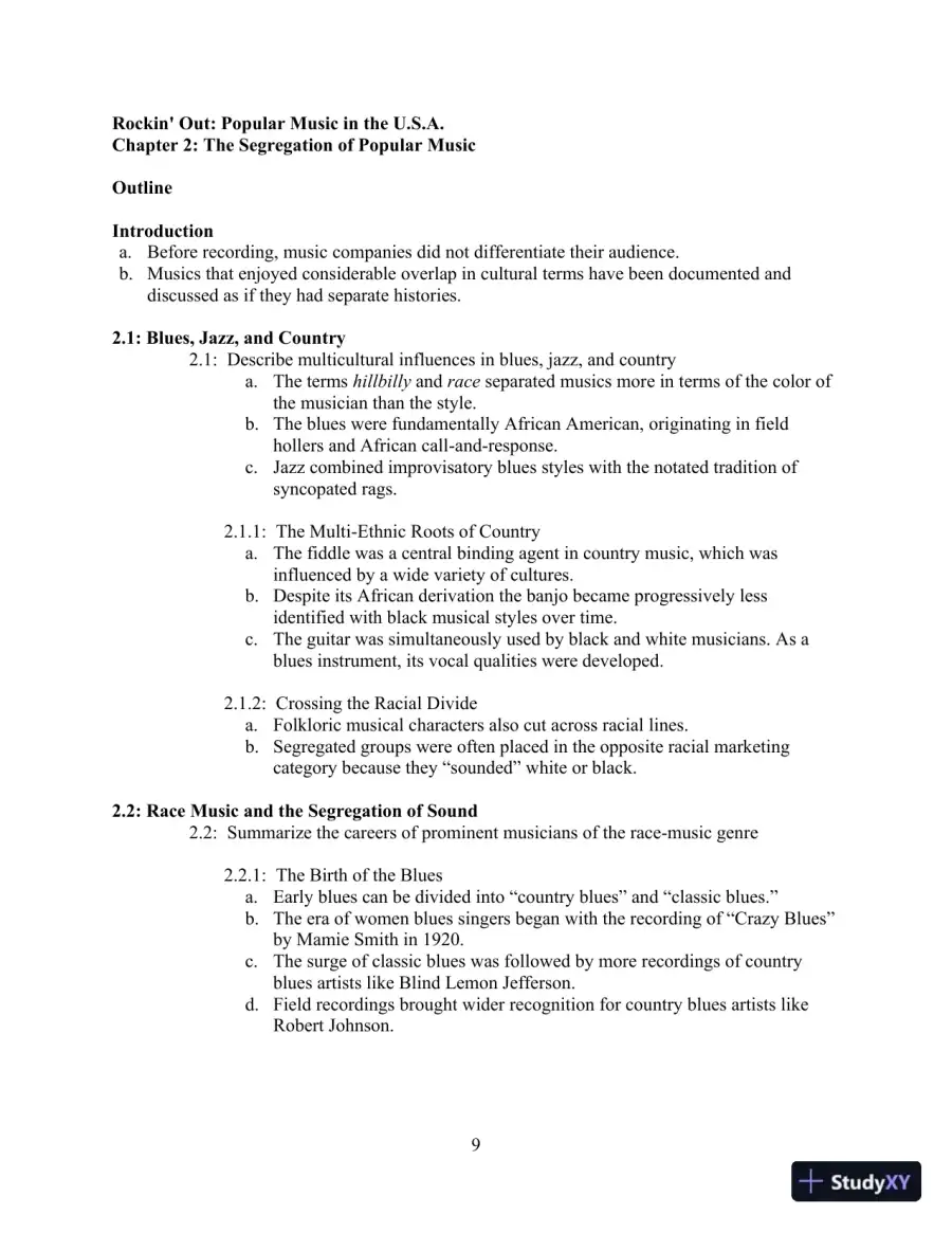 Popular Music in the U.S.A, Updated Edition, 6th Edition Class Notes, page 14
