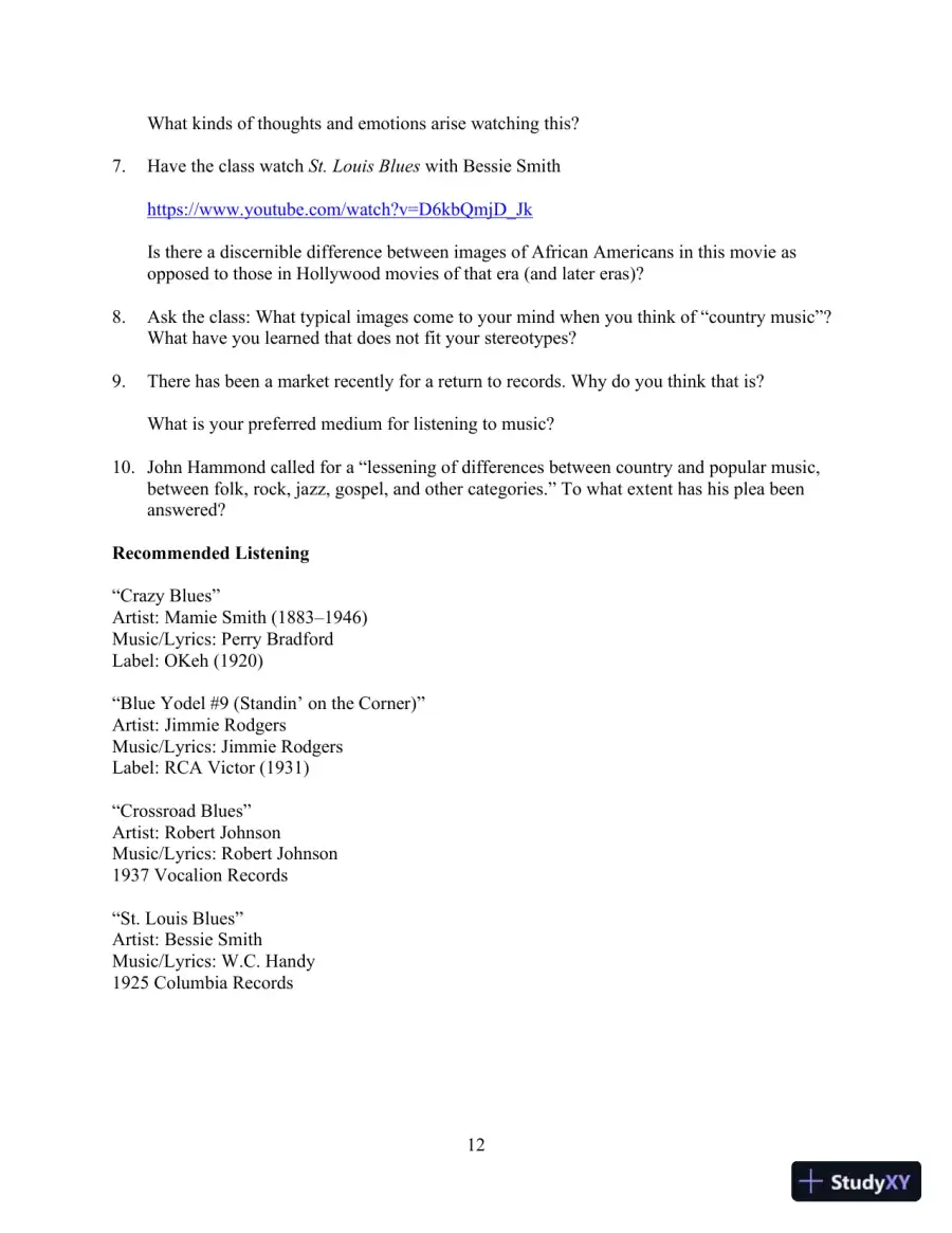 Popular Music in the U.S.A, Updated Edition, 6th Edition Class Notes, page 17