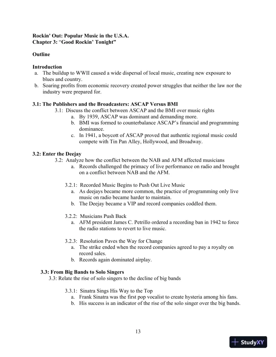 Popular Music in the U.S.A, Updated Edition, 6th Edition Class Notes, page 18