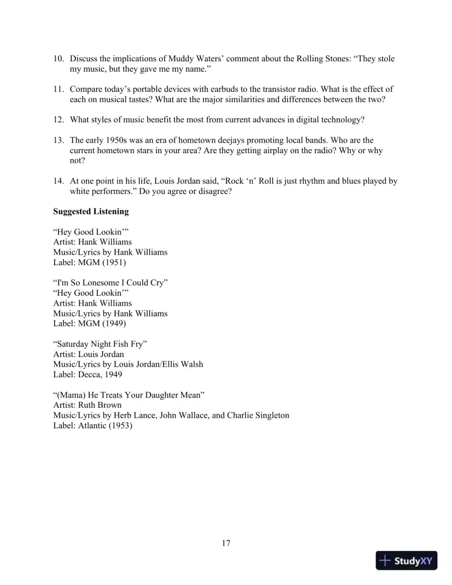 Popular Music in the U.S.A, Updated Edition, 6th Edition Class Notes, page 22