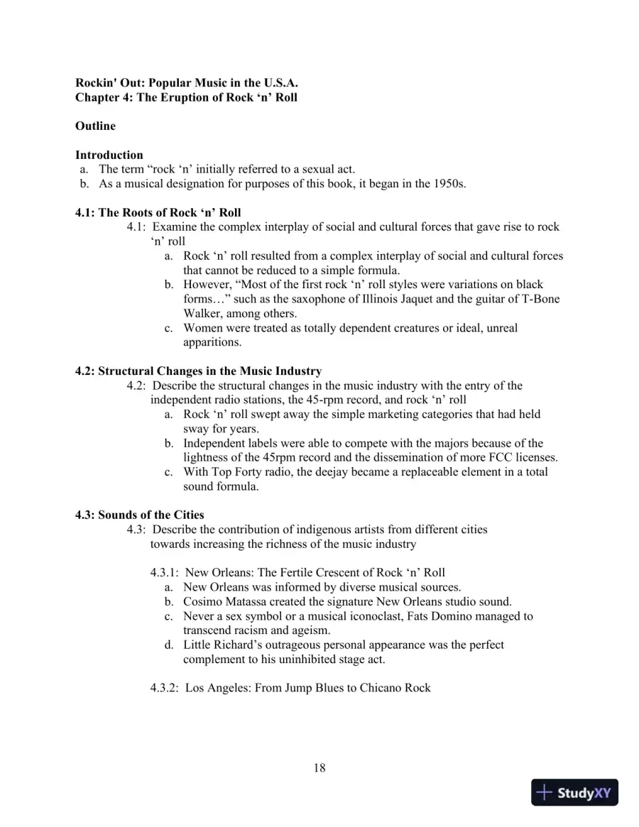 Popular Music in the U.S.A, Updated Edition, 6th Edition Class Notes, page 23