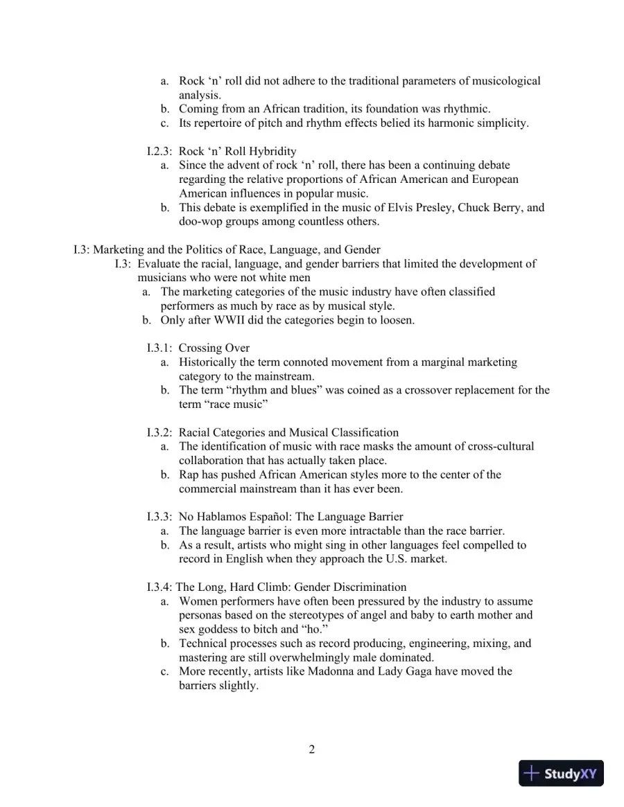 Popular Music in the U.S.A, Updated Edition, 6th Edition Class Notes, page 7