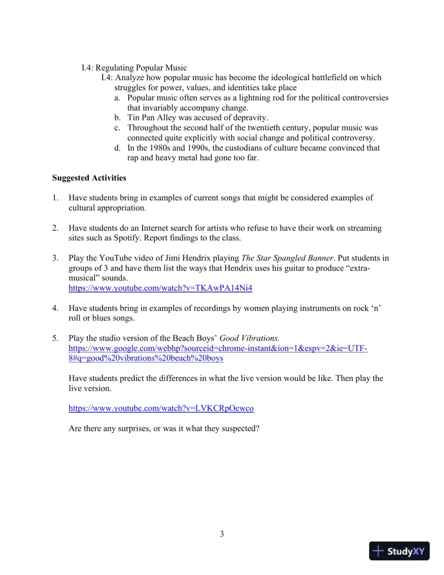 Popular Music in the U.S.A, Updated Edition, 6th Edition Class Notes, page 8
