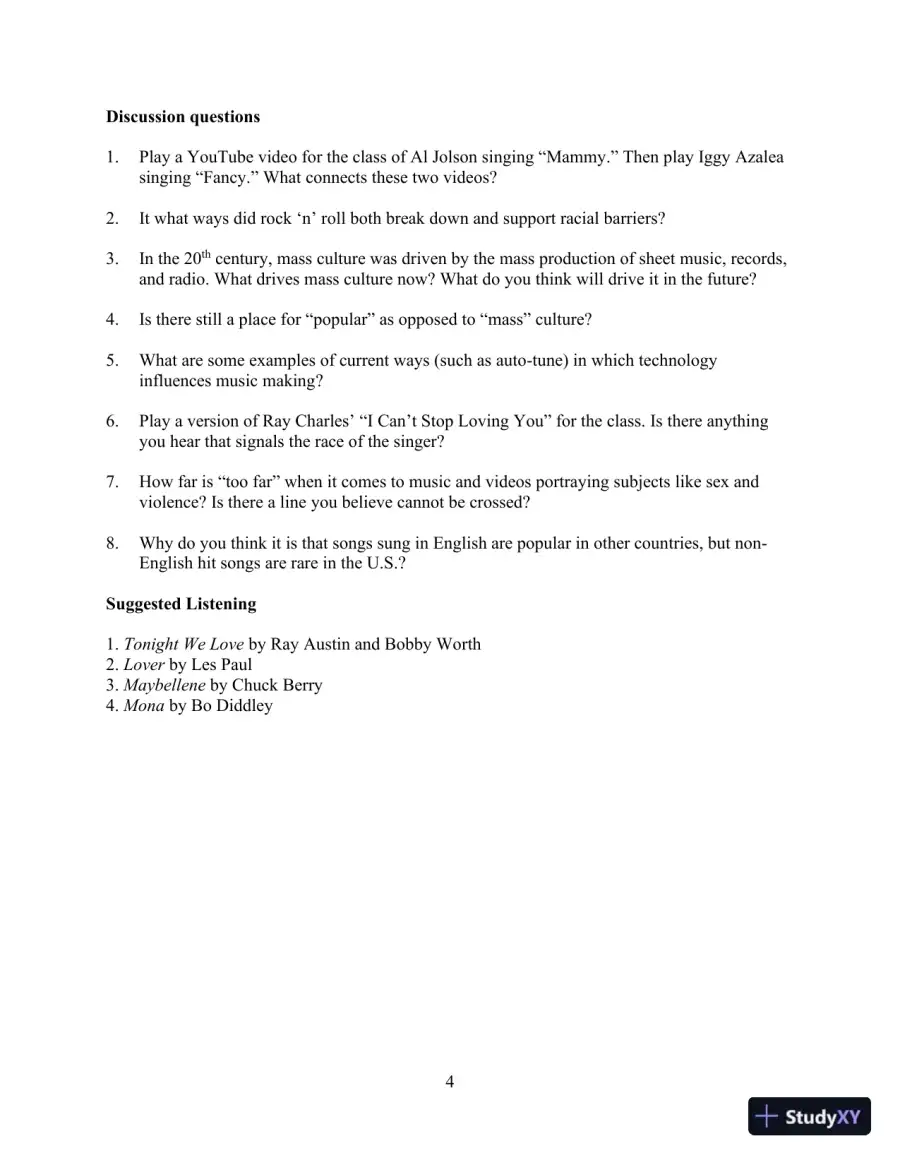 Popular Music in the U.S.A, Updated Edition, 6th Edition Class Notes, page 9