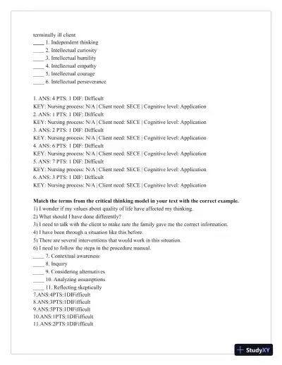 Test Bank for Critical Thinking, Clinical Reasoning, and Clinical Judgment: A Practical Approach, 7th Edition (Chapters 1-7) - Page 10 preview image