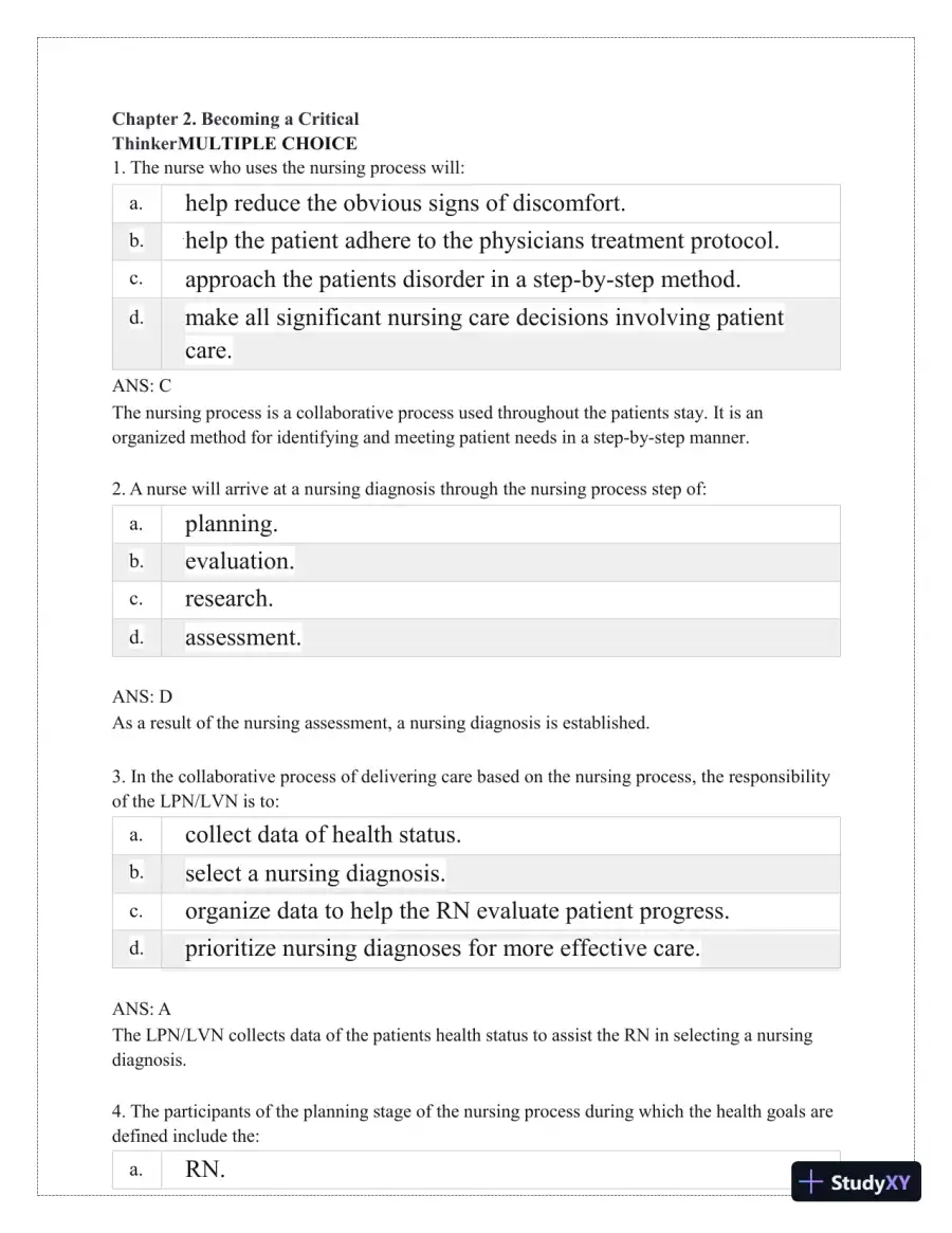 Test Bank for Critical Thinking, Clinical Reasoning, and Clinical Judgment: A Practical Approach, 7th Edition (Chapters 1-7), page 11