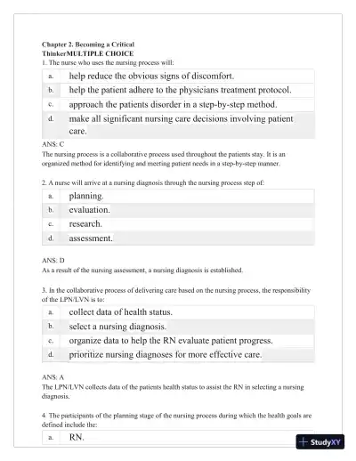 Test Bank for Critical Thinking, Clinical Reasoning, and Clinical Judgment: A Practical Approach, 7th Edition (Chapters 1-7) - Page 11 preview image
