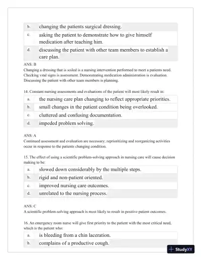 Test Bank for Critical Thinking, Clinical Reasoning, and Clinical Judgment: A Practical Approach, 7th Edition (Chapters 1-7) - Page 15 preview image