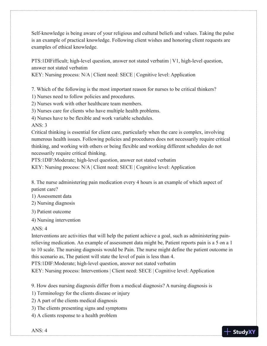 Test Bank for Critical Thinking, Clinical Reasoning, and Clinical Judgment: A Practical Approach, 7th Edition (Chapters 1-7), page 6