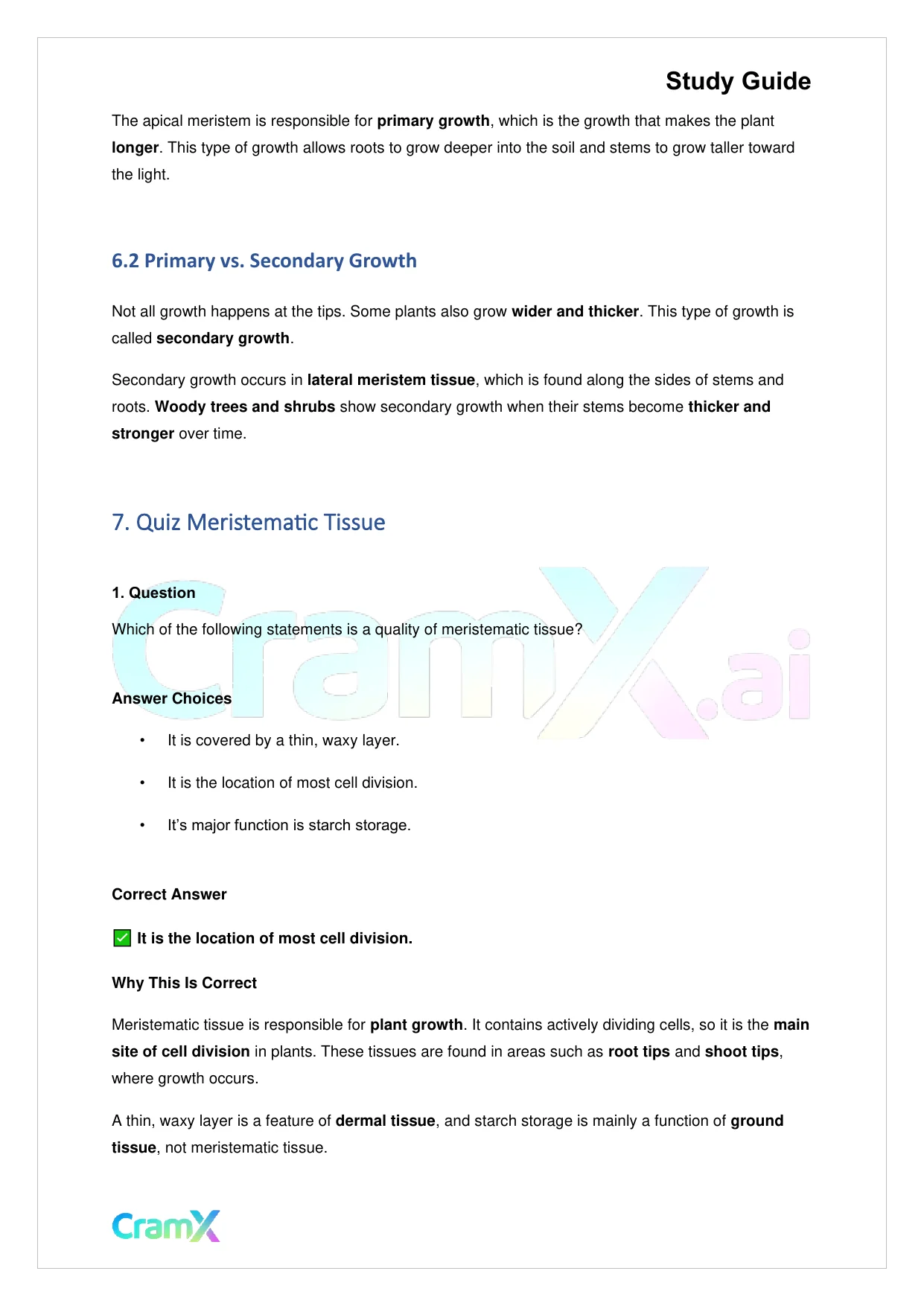 Biology - Vascular Plants Structure and Function - Page 7 preview image