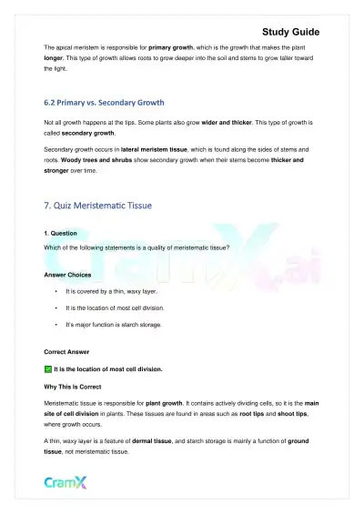 Biology - Vascular Plants Structure and Function - Page 7 preview image