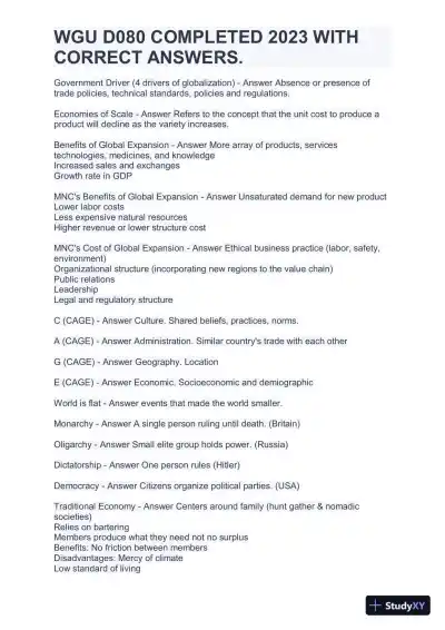 2023 WGU D080 Practice Exam with Answers (161 Solved Questions) - Page 3 preview image