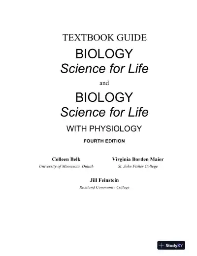 Solution Manual for Biology Science for Life, 4th Edition - Page 1 preview image