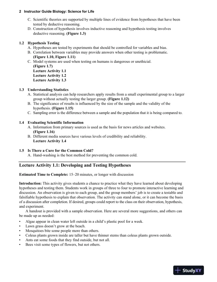 Solution Manual for Biology Science for Life, 4th Edition, page 6