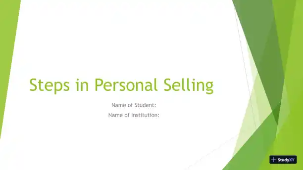 Steps In Personal Selling - Page 1 preview image