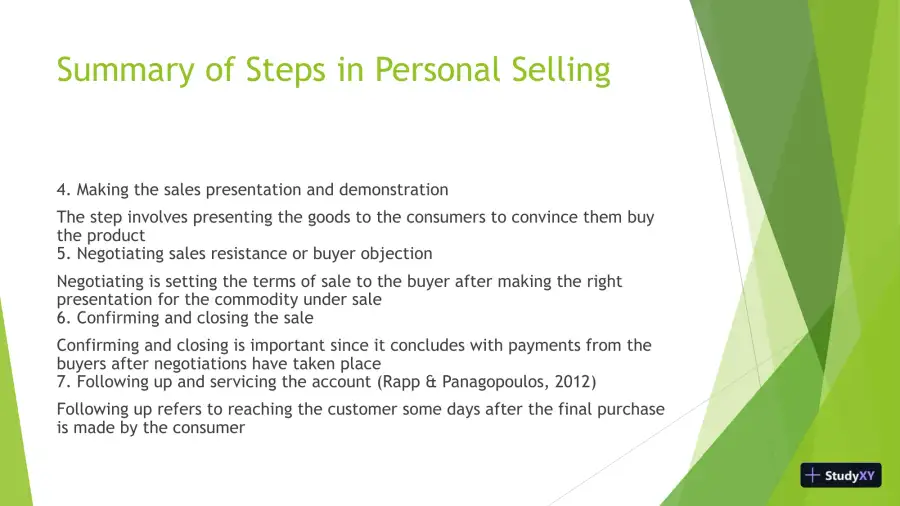 Steps In Personal Selling, page 4