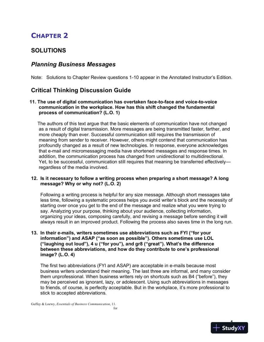 Solution Manual For Essentials of Business Communication, 11th Edition, page 8