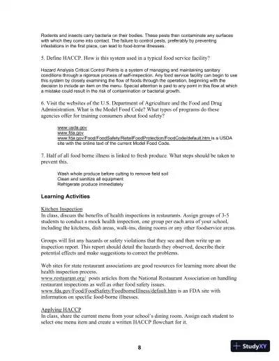 Solution Manual for On Cooking: A Textbook of Culinary Fundamentals, 5th Edition - Page 10 preview image