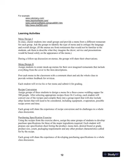 Solution Manual for On Cooking: A Textbook of Culinary Fundamentals, 5th Edition - Page 14 preview image