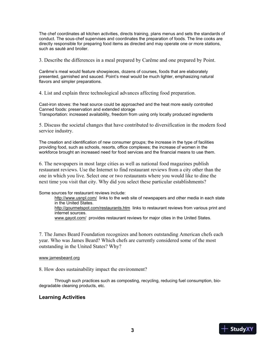 Solution Manual for On Cooking: A Textbook of Culinary Fundamentals, 5th Edition, page 5